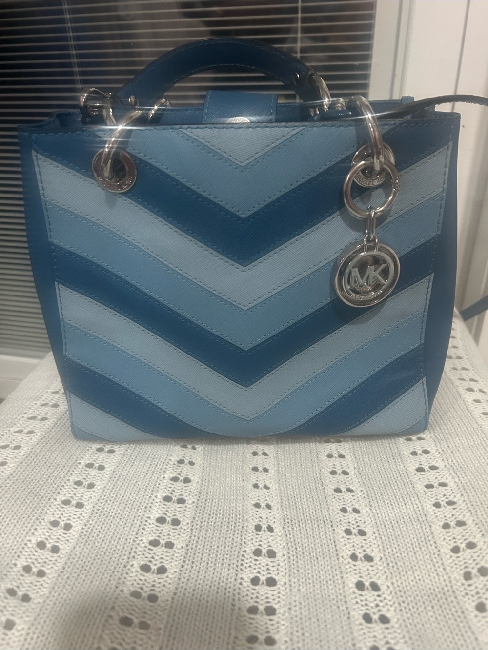 Michael Kors Two-Tone Blue Chevron Satchel